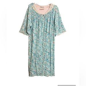 Silvert's Open Back Adaptive Nightgown, Blue Flowers - Short Sleeve, Siz…